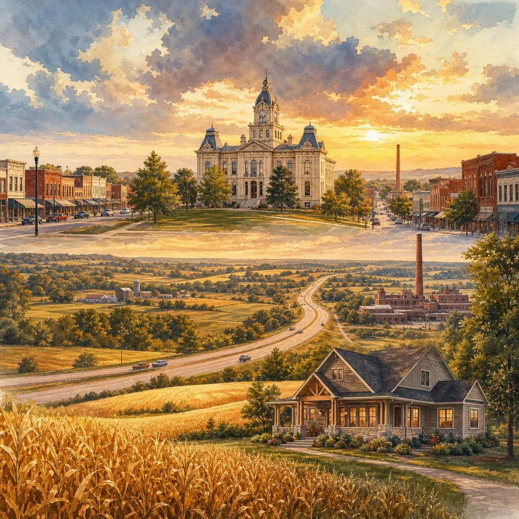 Audrain County, Missouri — illustrated county hero for DreamStart Building Company homestead shell builders