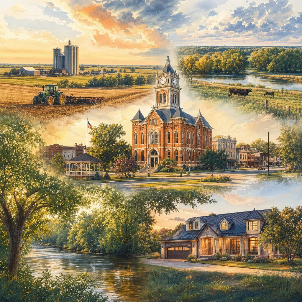 Bates County, Missouri — illustrated county hero for DreamStart Building Company homestead shell builders