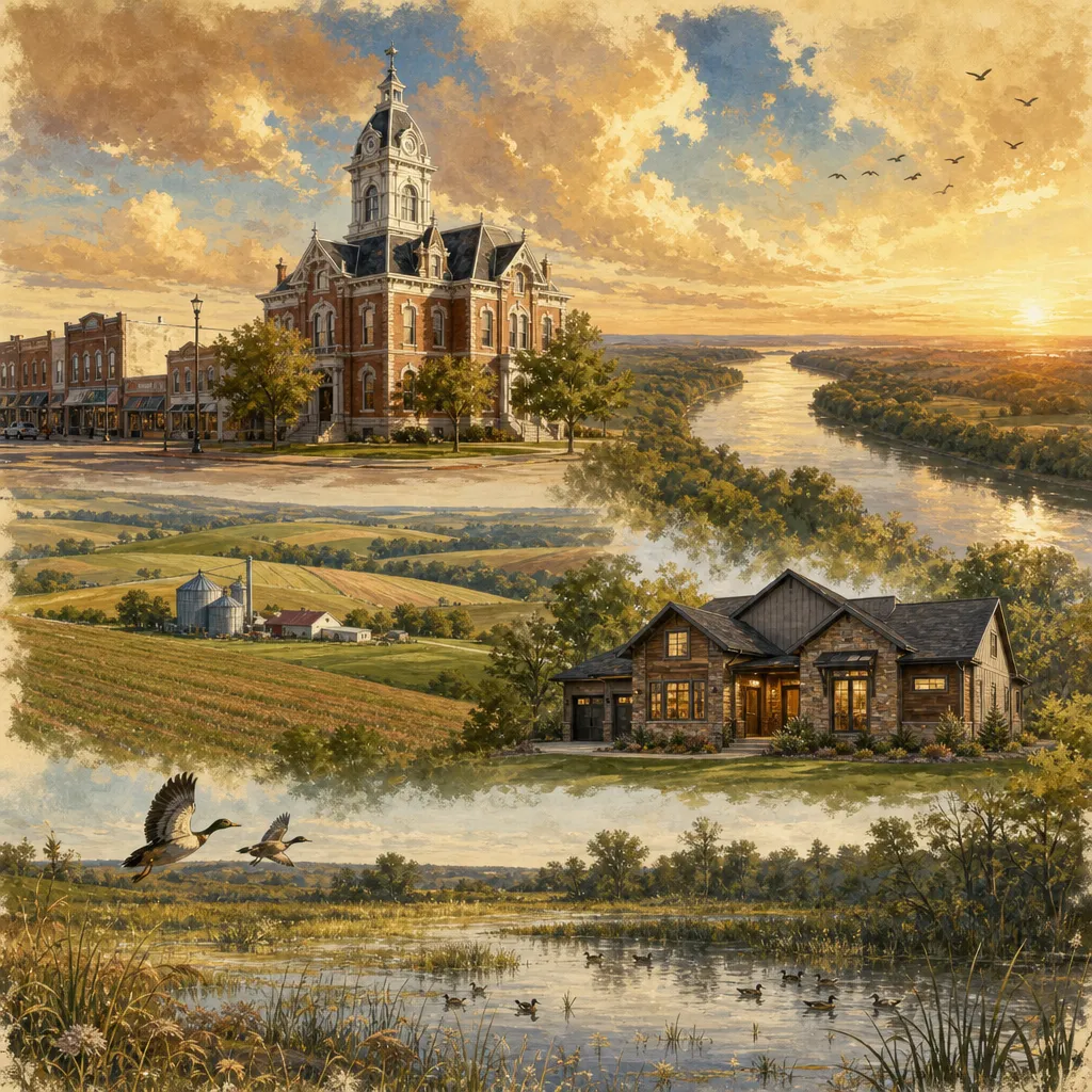 Carroll County, Missouri — illustrated county hero for DreamStart Building Company homestead shell builders