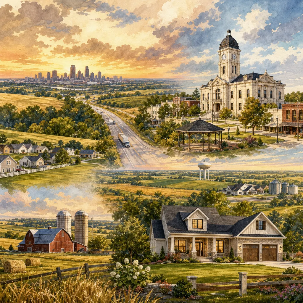 Cass County, Missouri — illustrated county hero for DreamStart Building Company homestead shell builders
