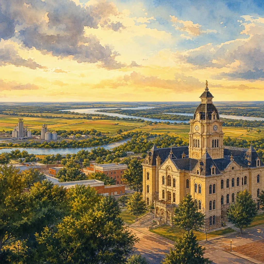 Clinton County, Missouri — illustrated county hero for DreamStart Building Company homestead shell builders