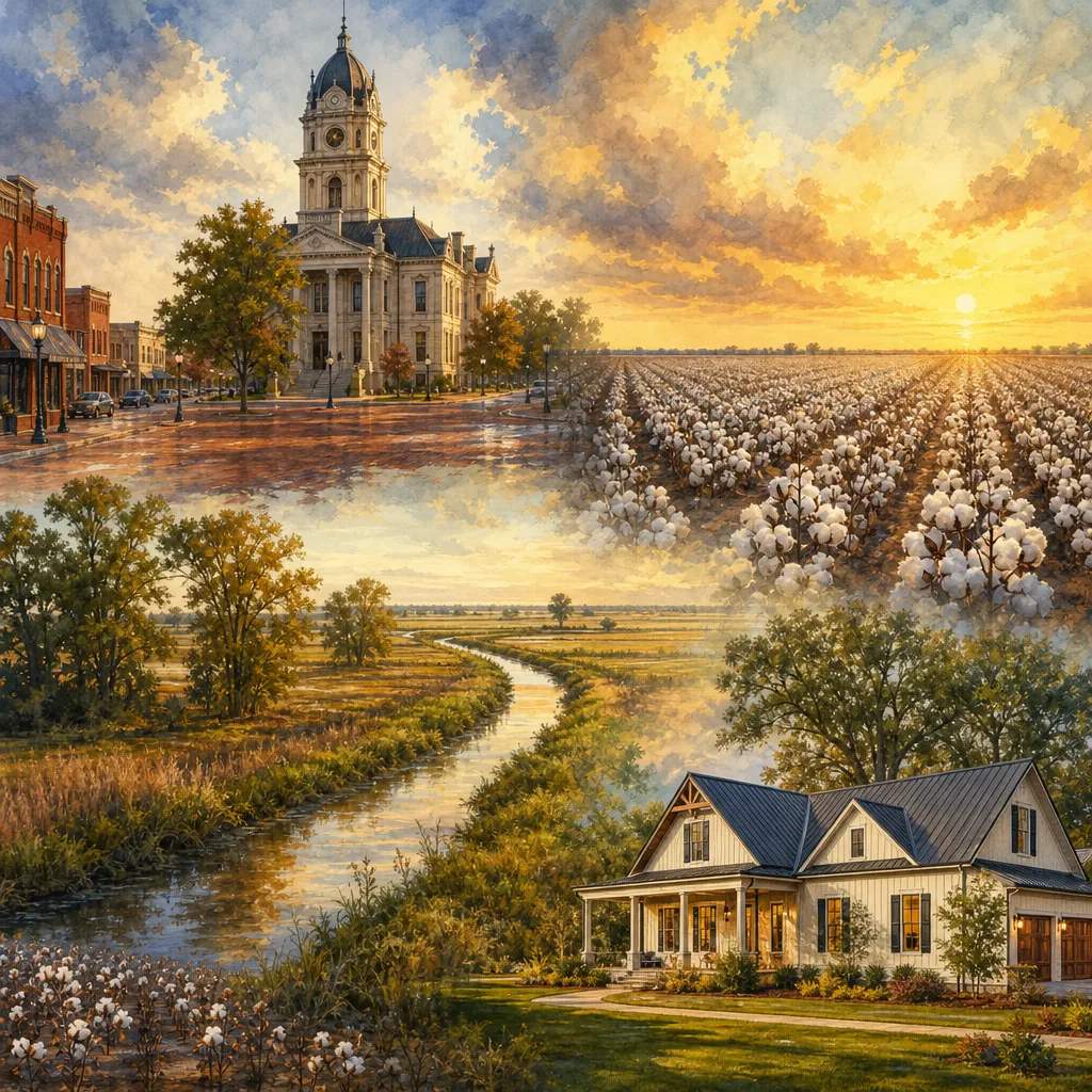Dunklin County, Missouri — illustrated county hero for DreamStart Building Company homestead shell builders