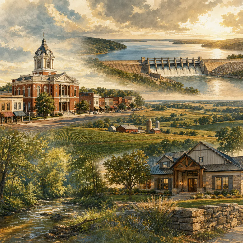 Henry County, Missouri — illustrated county hero for DreamStart Building Company homestead shell builders