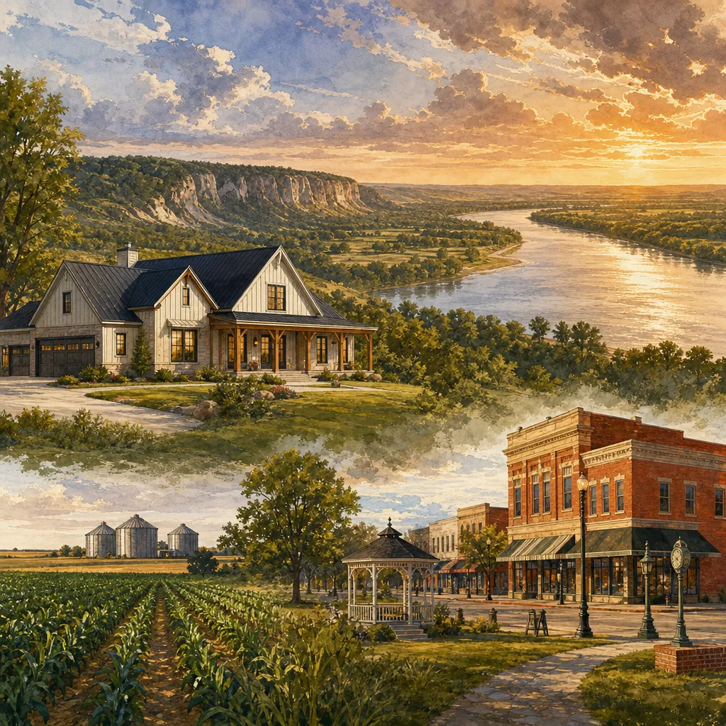 Holt County, Missouri — illustrated county hero for DreamStart Building Company homestead shell builders
