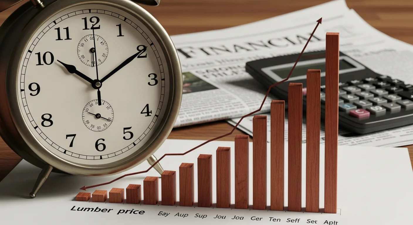 Rising cost graph next to construction materials showing delay cost