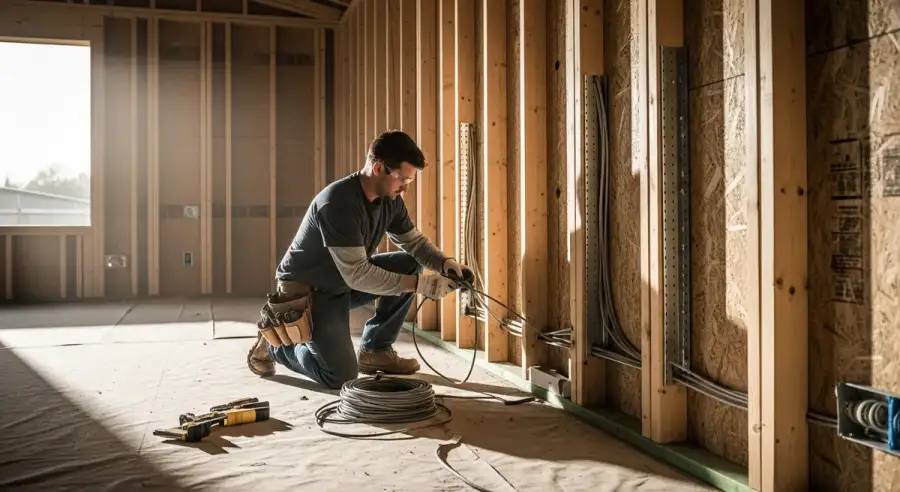 Electrical rough-in planning for an owner-finished SIP home interior
