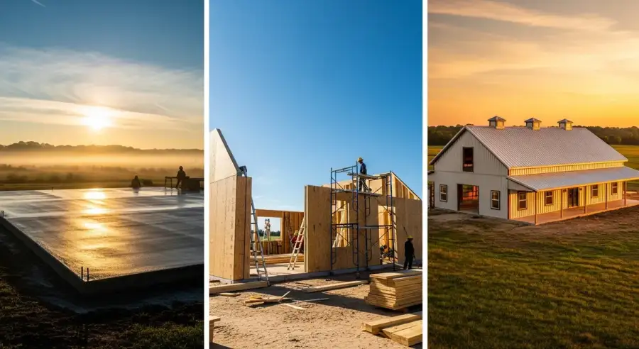 SIP Homestead Shell assembly milestone within a broader owner-builder project timeline