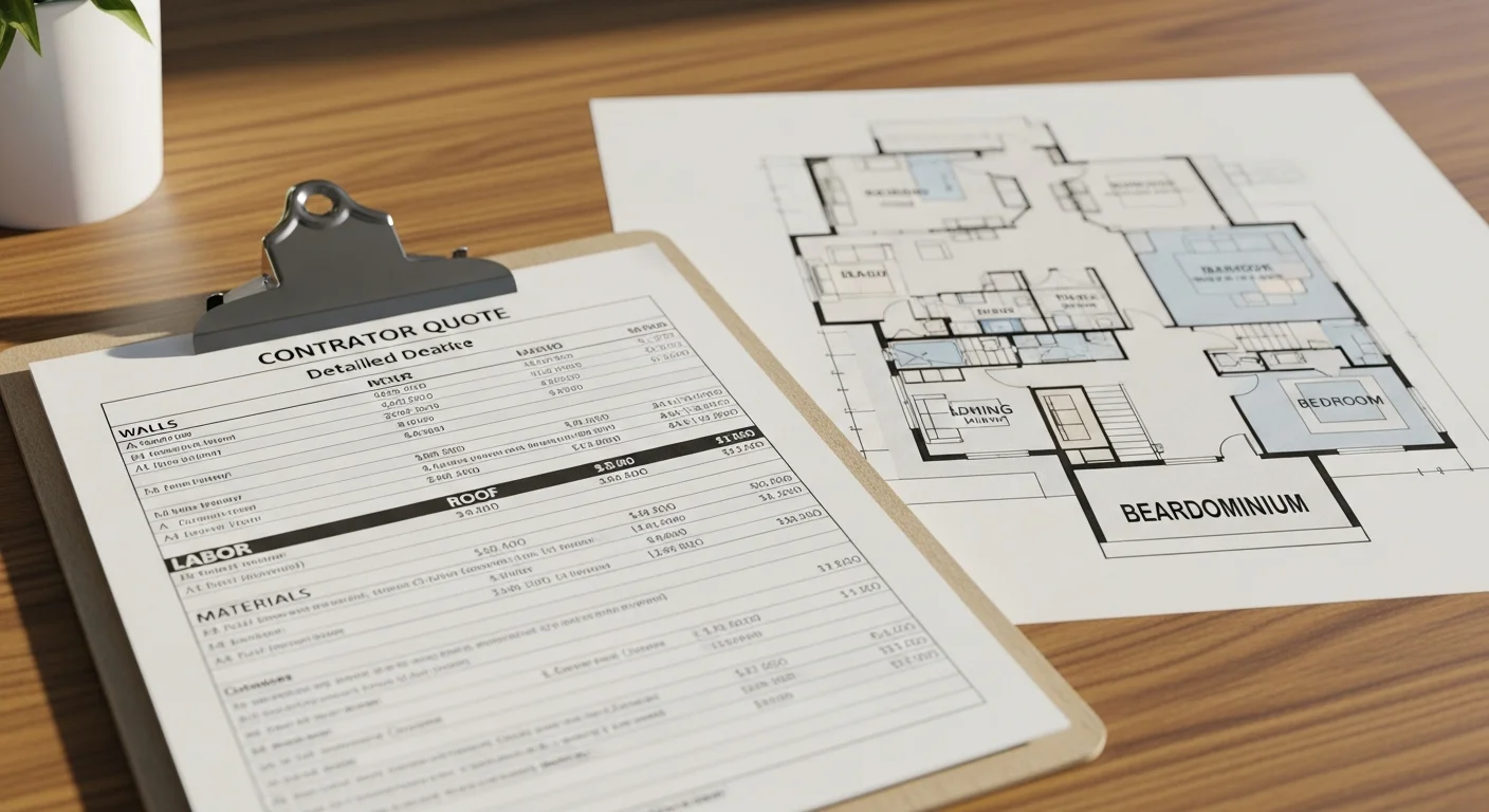 Detailed contractor quote documents for barndominium construction