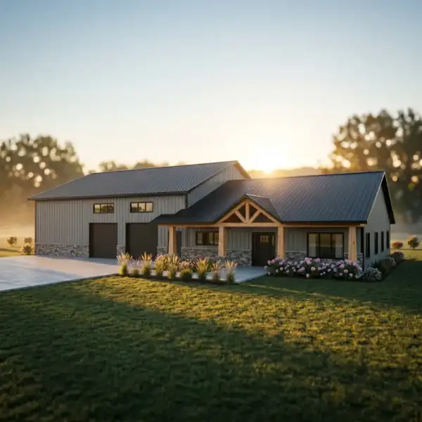 Oak single-story house plan exterior