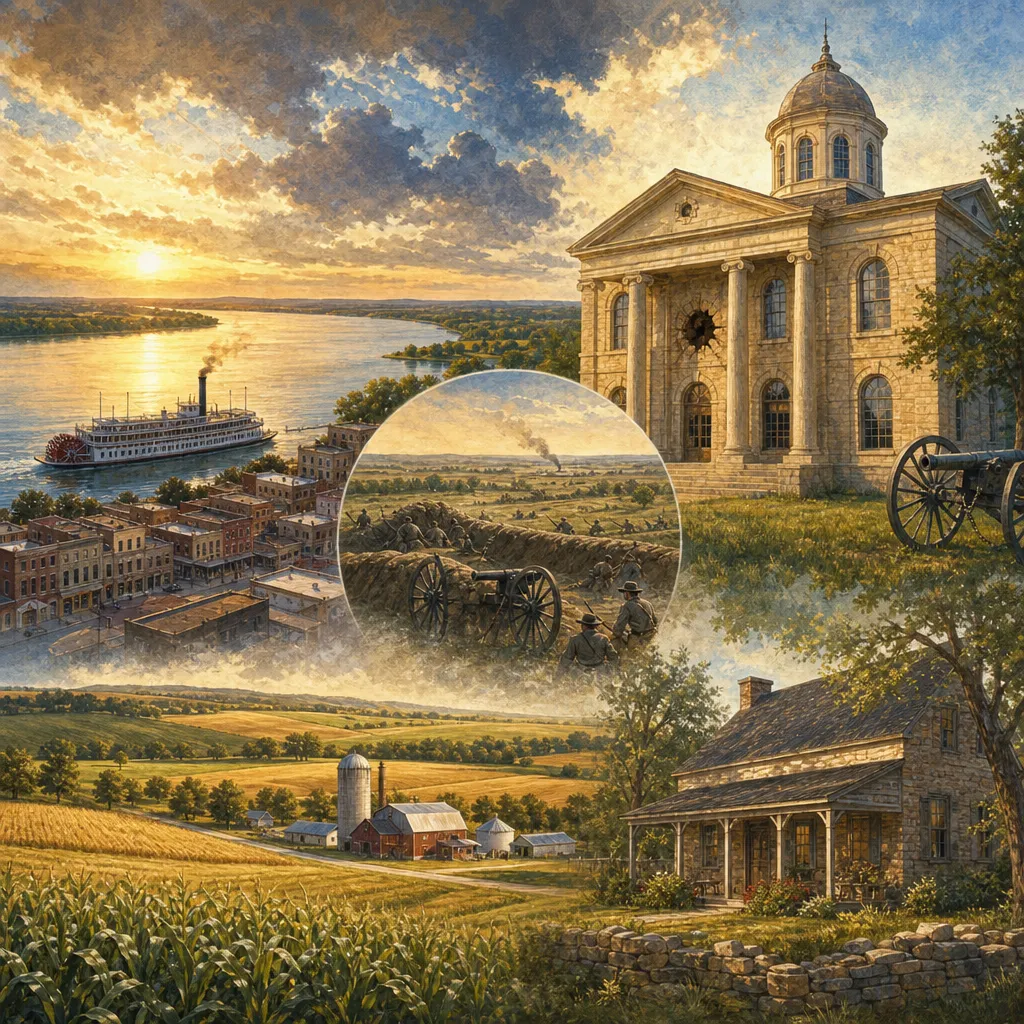 Lafayette County, Missouri — illustrated county hero for DreamStart Building Company homestead shell builders