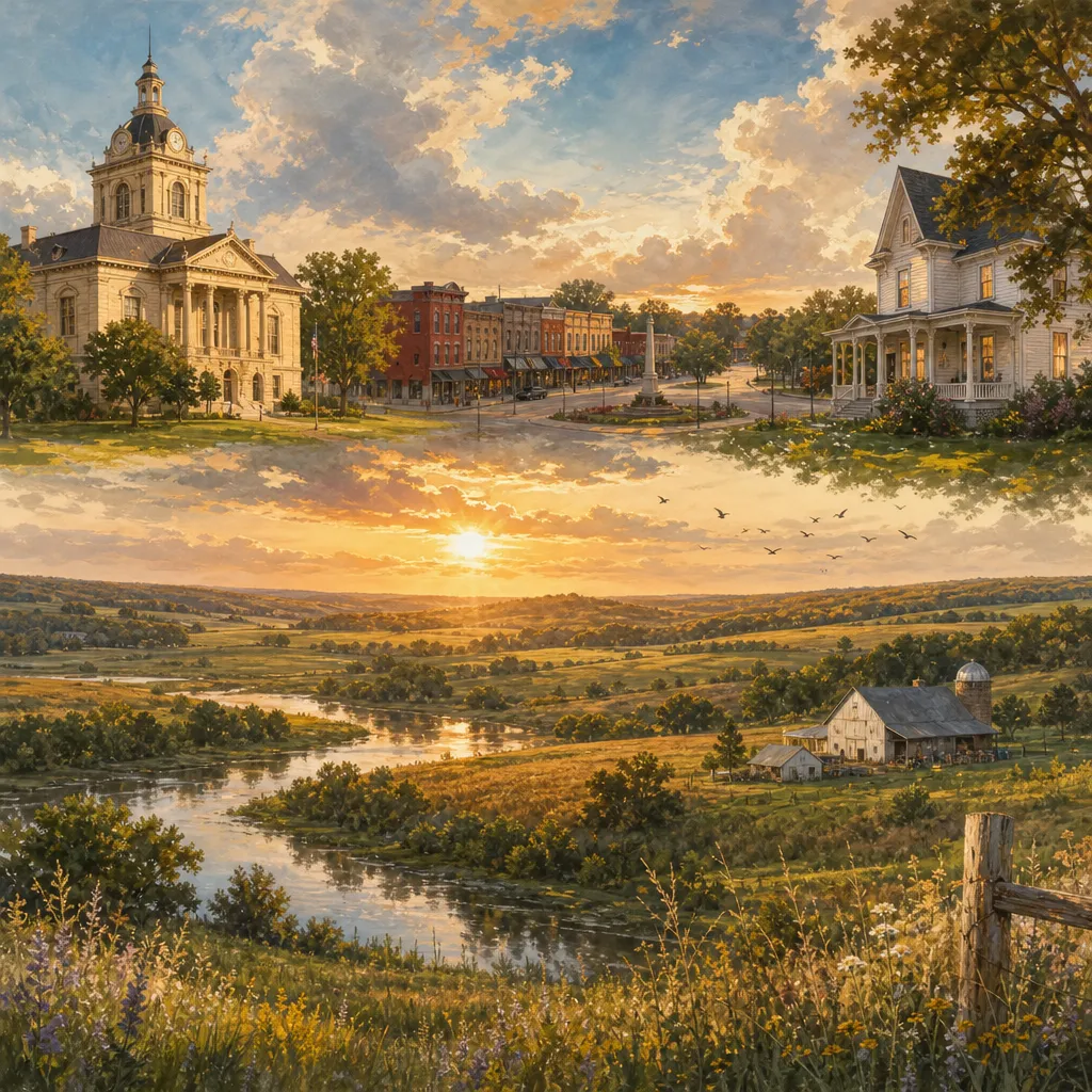 Linn County, Missouri — illustrated county hero for DreamStart Building Company homestead shell builders