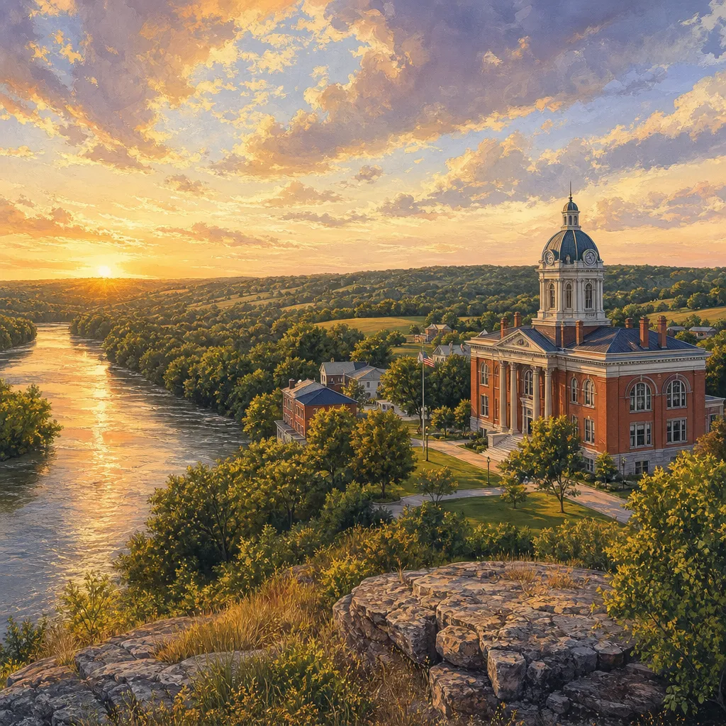 Maries County, Missouri — illustrated county hero for DreamStart Building Company homestead shell builders
