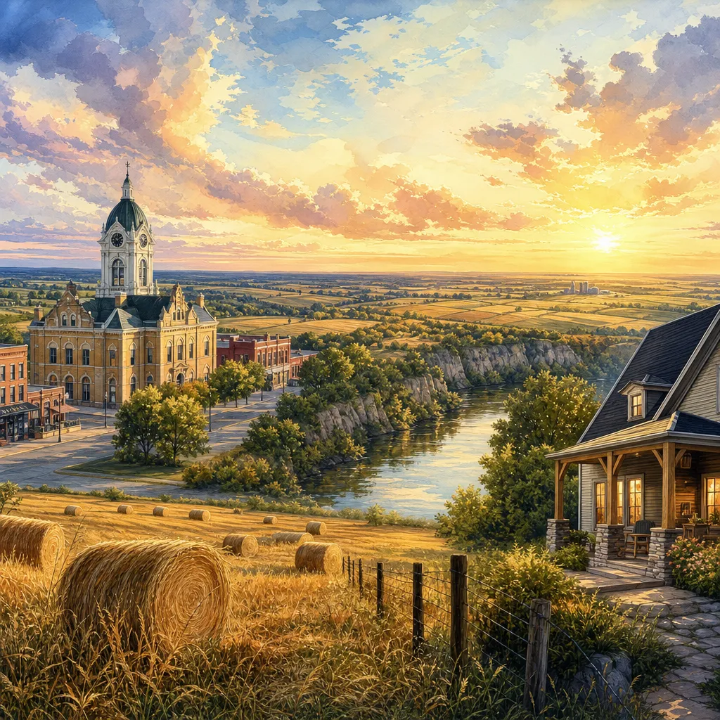 Mercer County, Missouri — illustrated county hero for DreamStart Building Company homestead shell builders