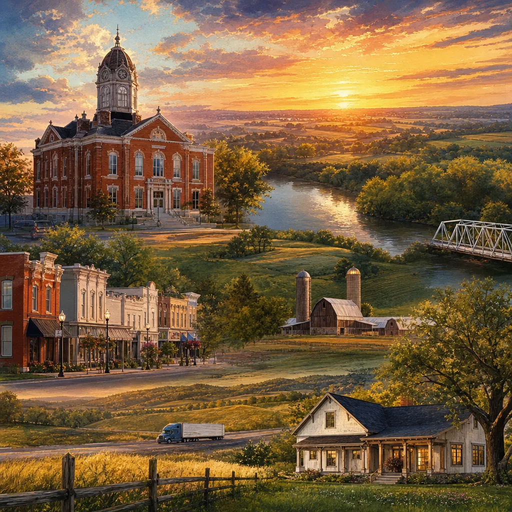 Montgomery County, Missouri — illustrated county hero for DreamStart Building Company homestead shell builders