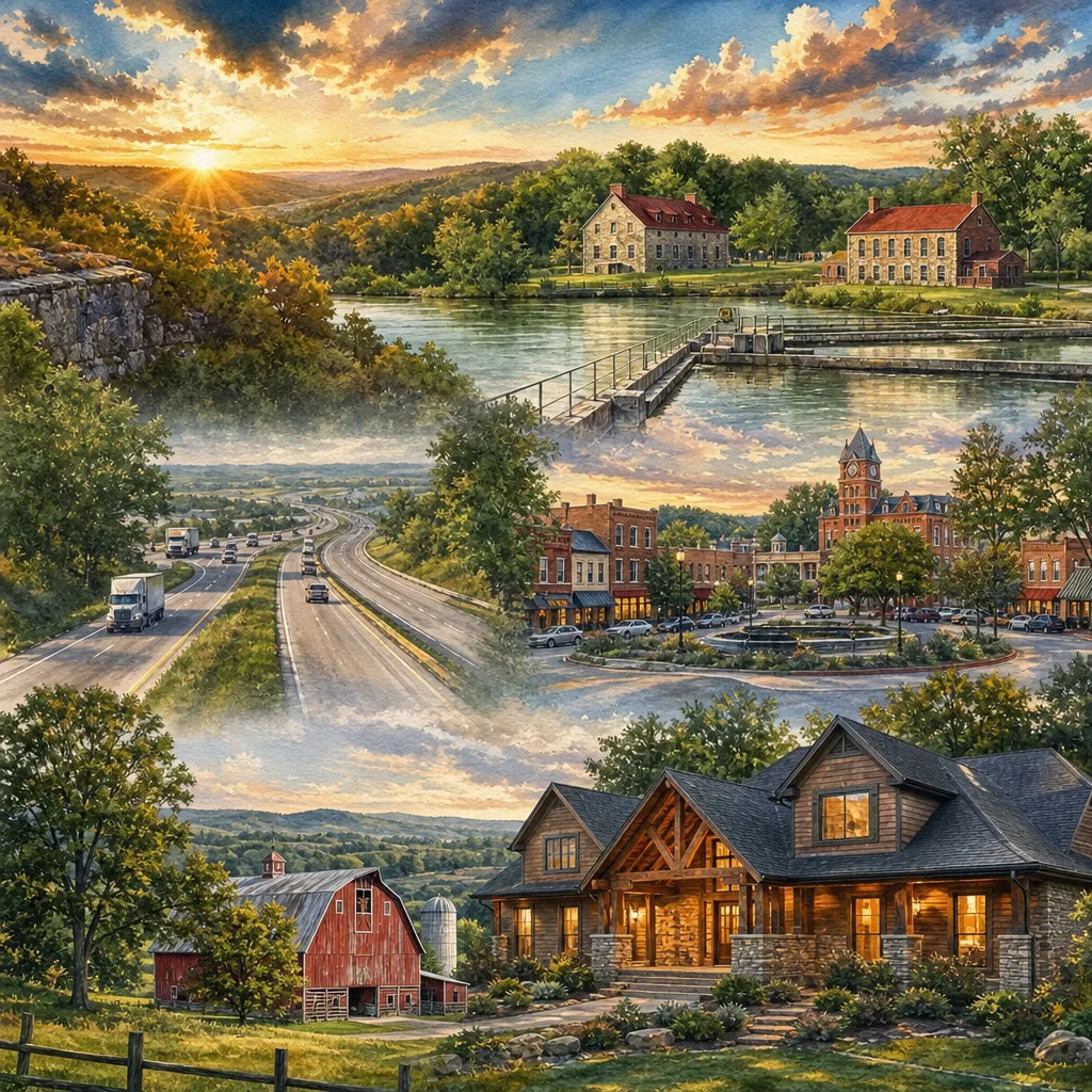 Newton County, Missouri — illustrated county hero for DreamStart Building Company homestead shell builders
