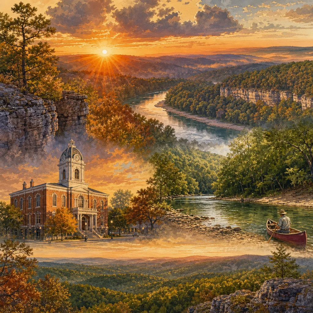 Oregon County, Missouri — illustrated county hero for DreamStart Building Company homestead shell builders