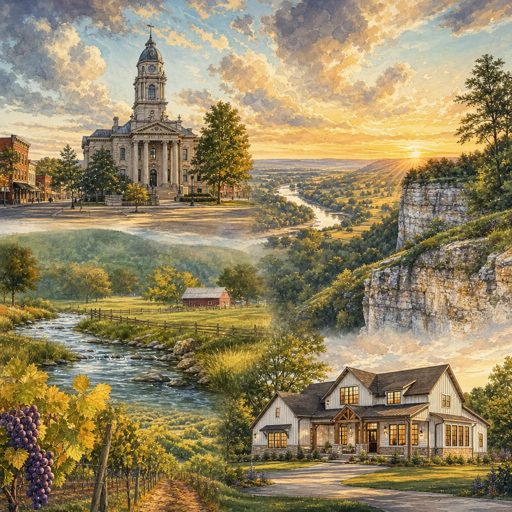 Perry County, Missouri — illustrated county hero for DreamStart Building Company homestead shell builders