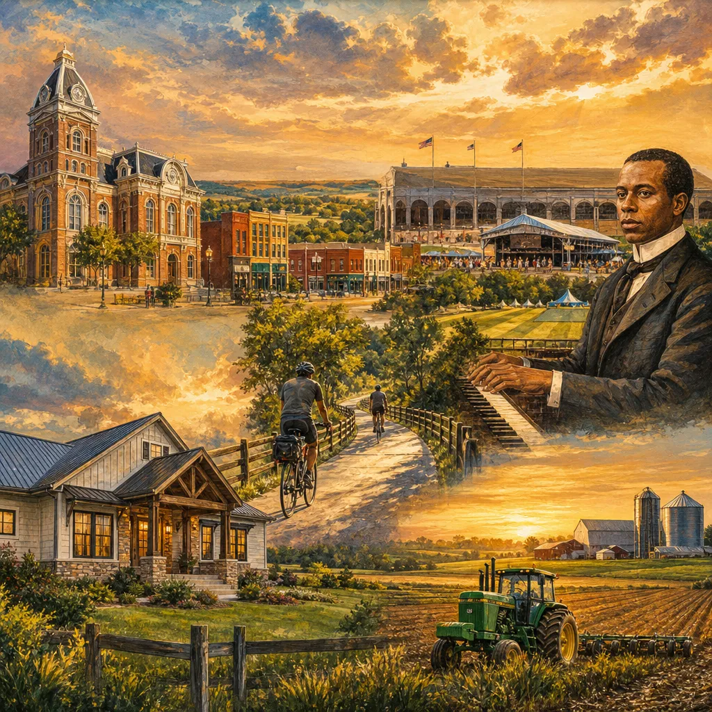 Pettis County, Missouri — illustrated county hero for DreamStart Building Company homestead shell builders