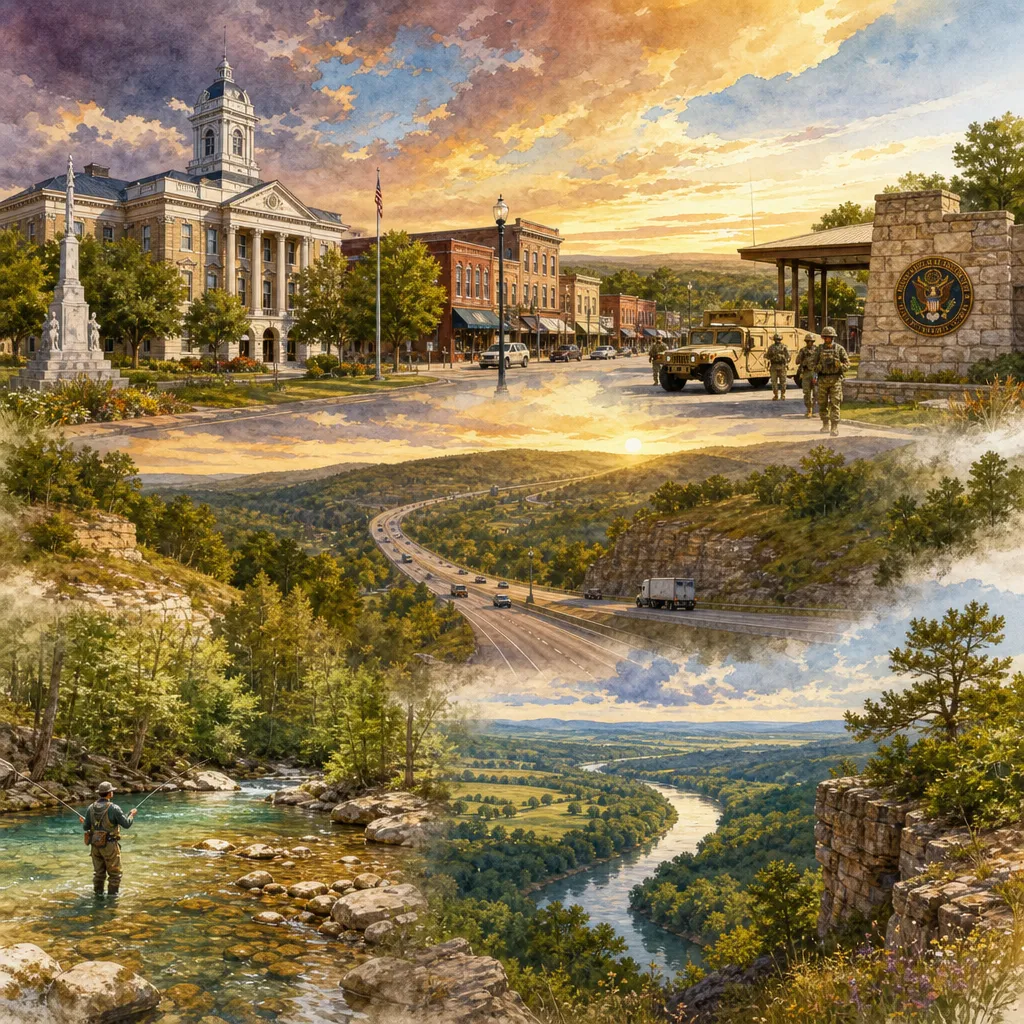 Pulaski County, Missouri — illustrated county hero for DreamStart Building Company homestead shell builders