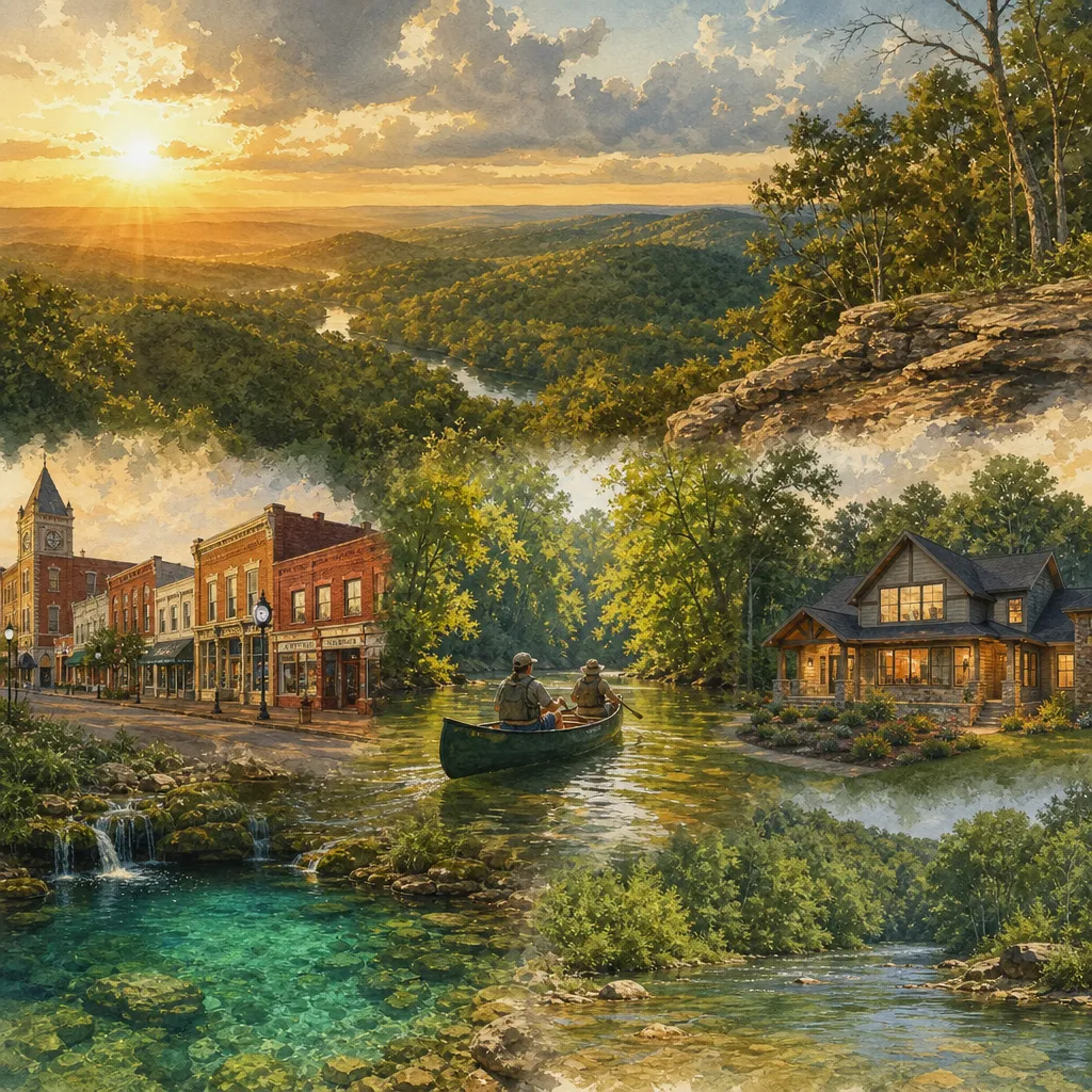 Ripley County, Missouri — illustrated county hero for DreamStart Building Company homestead shell builders