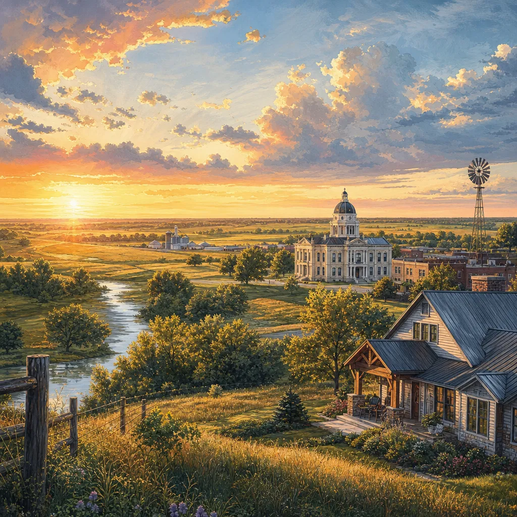 Worth County, Missouri — illustrated county hero for DreamStart Building Company homestead shell builders